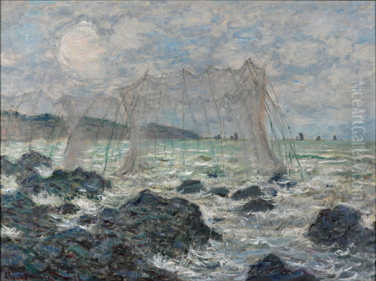 Fishing nets at Pourville Oil Painting by Claude Oscar Monet