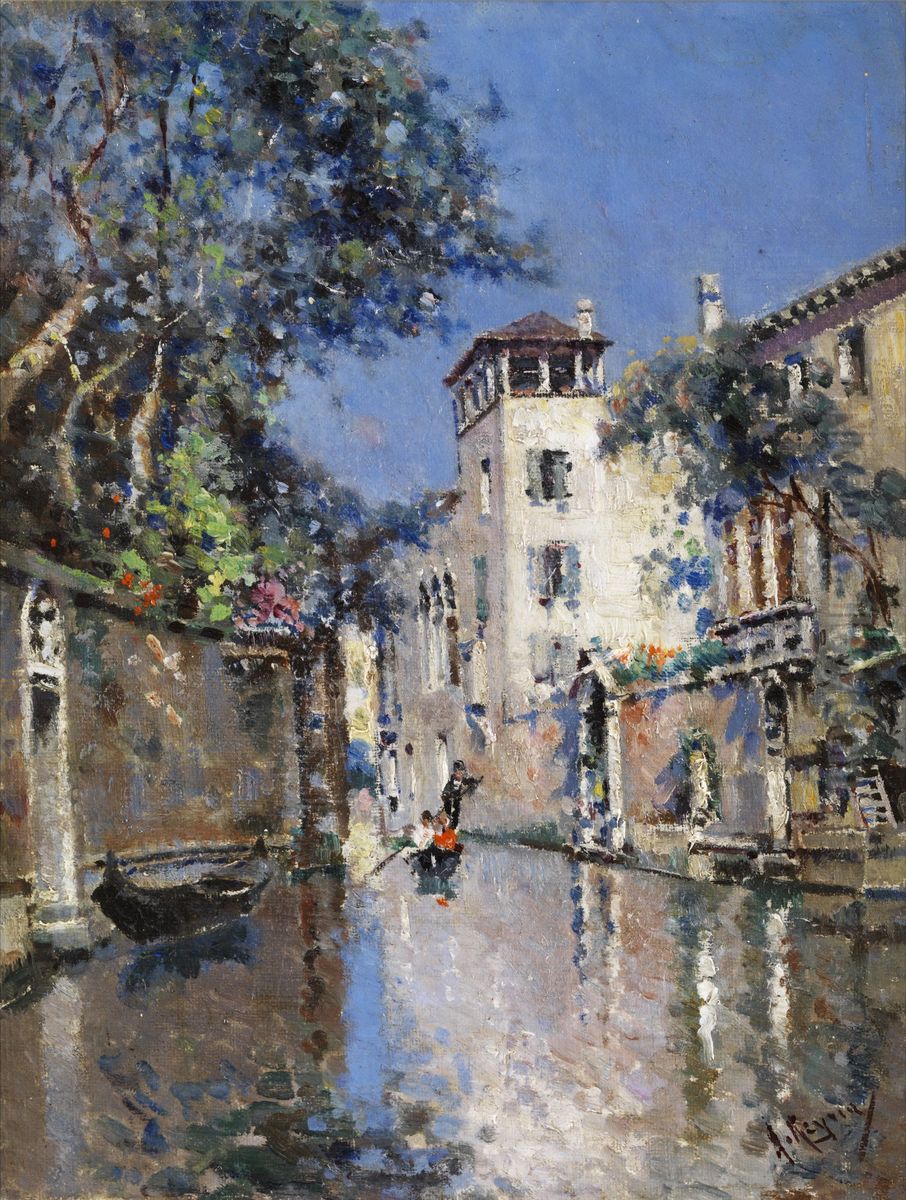 Venetian View Oil Painting by Antonio Reyna Manescau