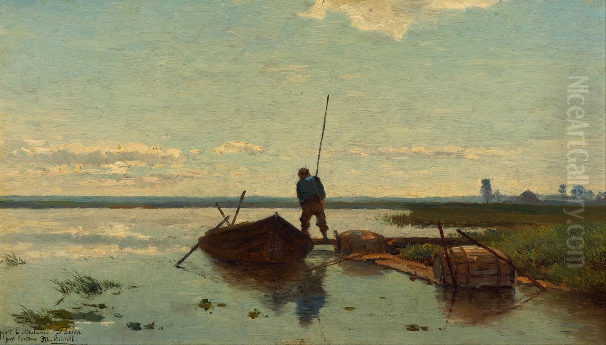 Polder landscape Oil Painting by Paul Joseph Constantine Gabriel Polder landscape Oil Painting by Paul Joseph Constantine Gabriel