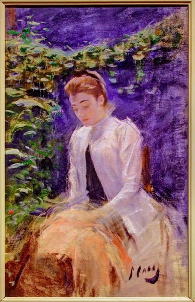 La dama blanca Oil Painting by Ramon Casas