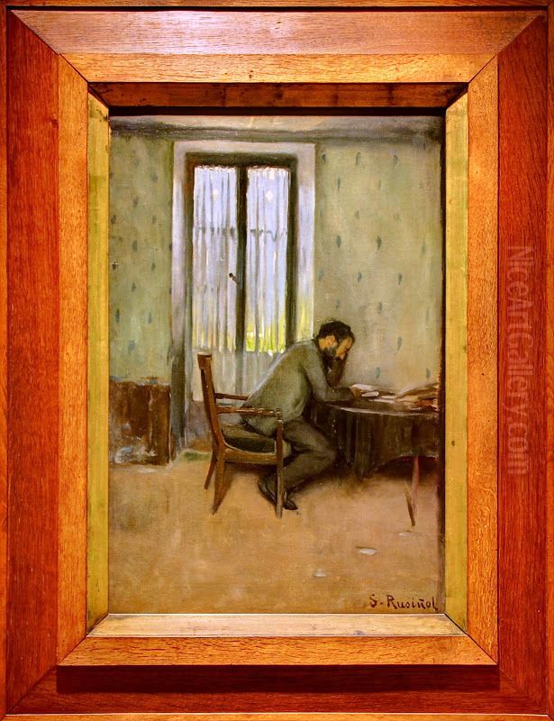 Nit de vetlla Oil Painting by Santiago Rusinol i Prats