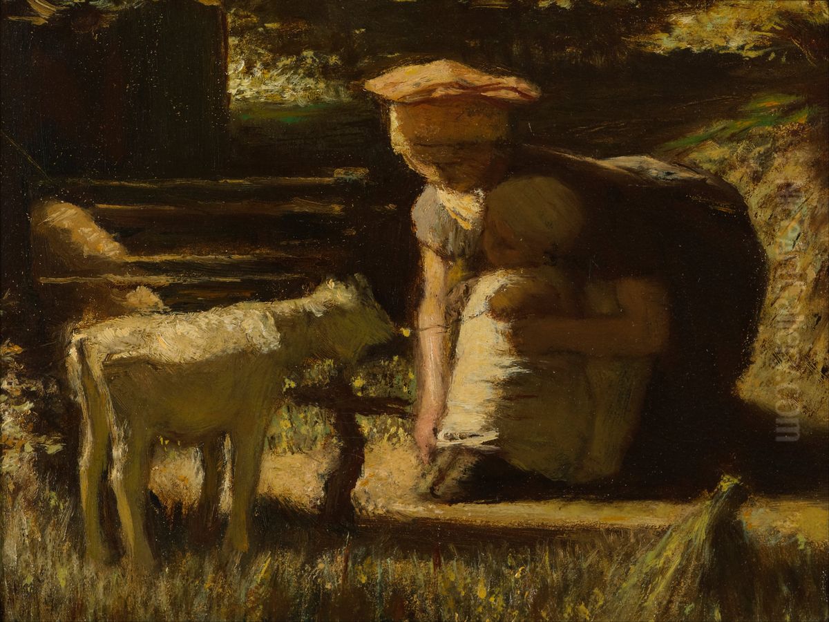 Getting acquainted (The little goat) Oil Painting by Matthijs Maris