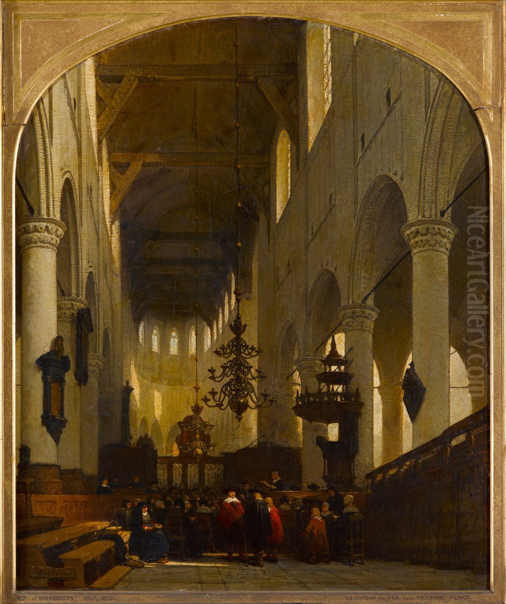 The Pieterskerk in Leiden Oil Painting by Johannes Bosboom