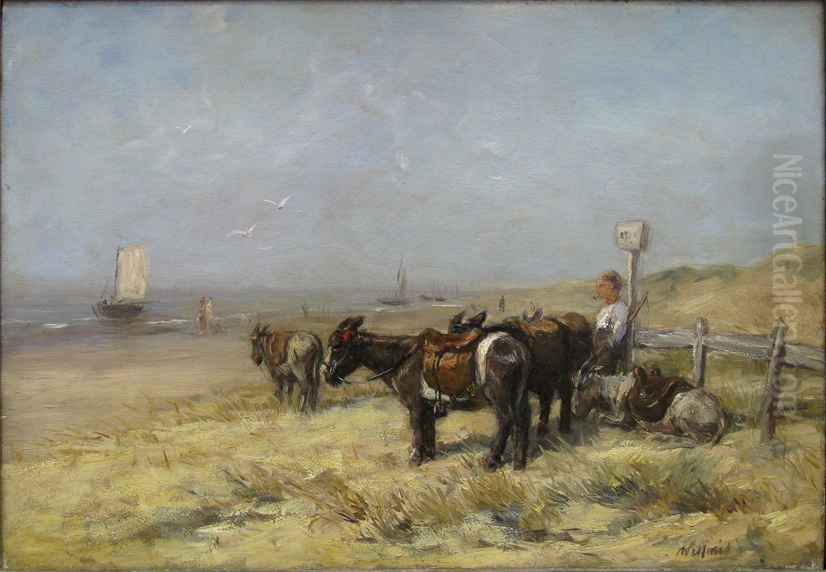 Ezeltjes aan het strand Oil Painting by Willem Maris