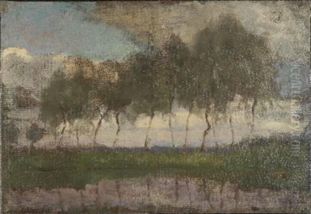 Bend in the Gein with row of eleven poplars IV Oil Painting by Piet Mondrian