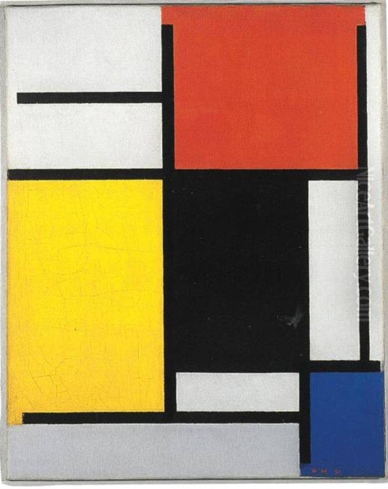 Composition with red, yellow, black, blue, and gray Oil Painting by Piet Mondrian