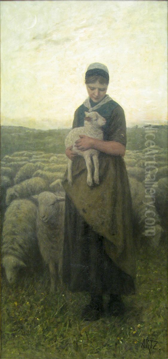 Return of the herd Oil Painting by David Adolph Constanz Artz