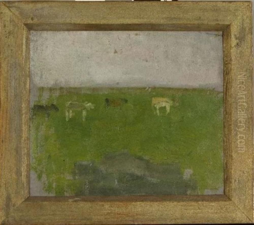 Weidelandschap met koeien Oil Painting by Piet Mondrian