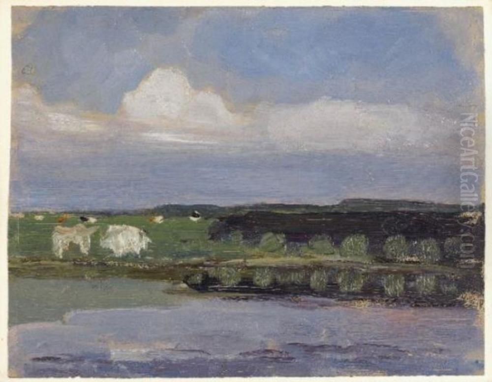 Weide met koeien Oil Painting by Piet Mondrian