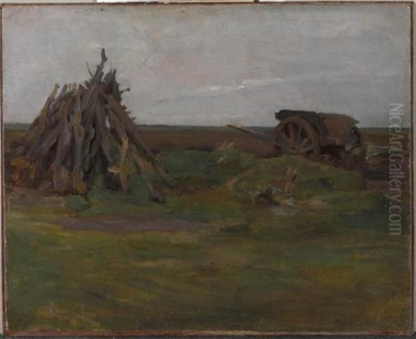 Bij de ossenstal Oil Painting by Piet Mondrian