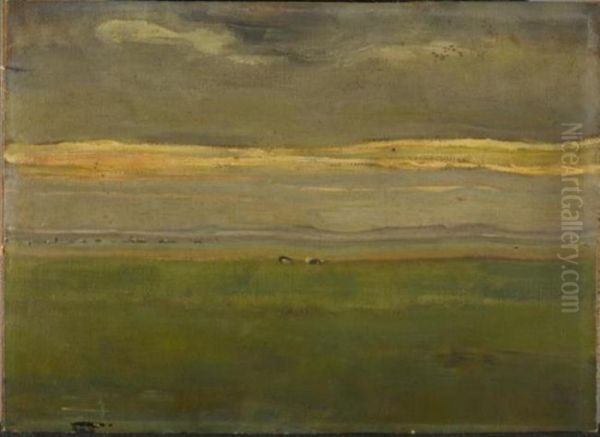 Avondlandschap met koeien Oil Painting by Piet Mondrian