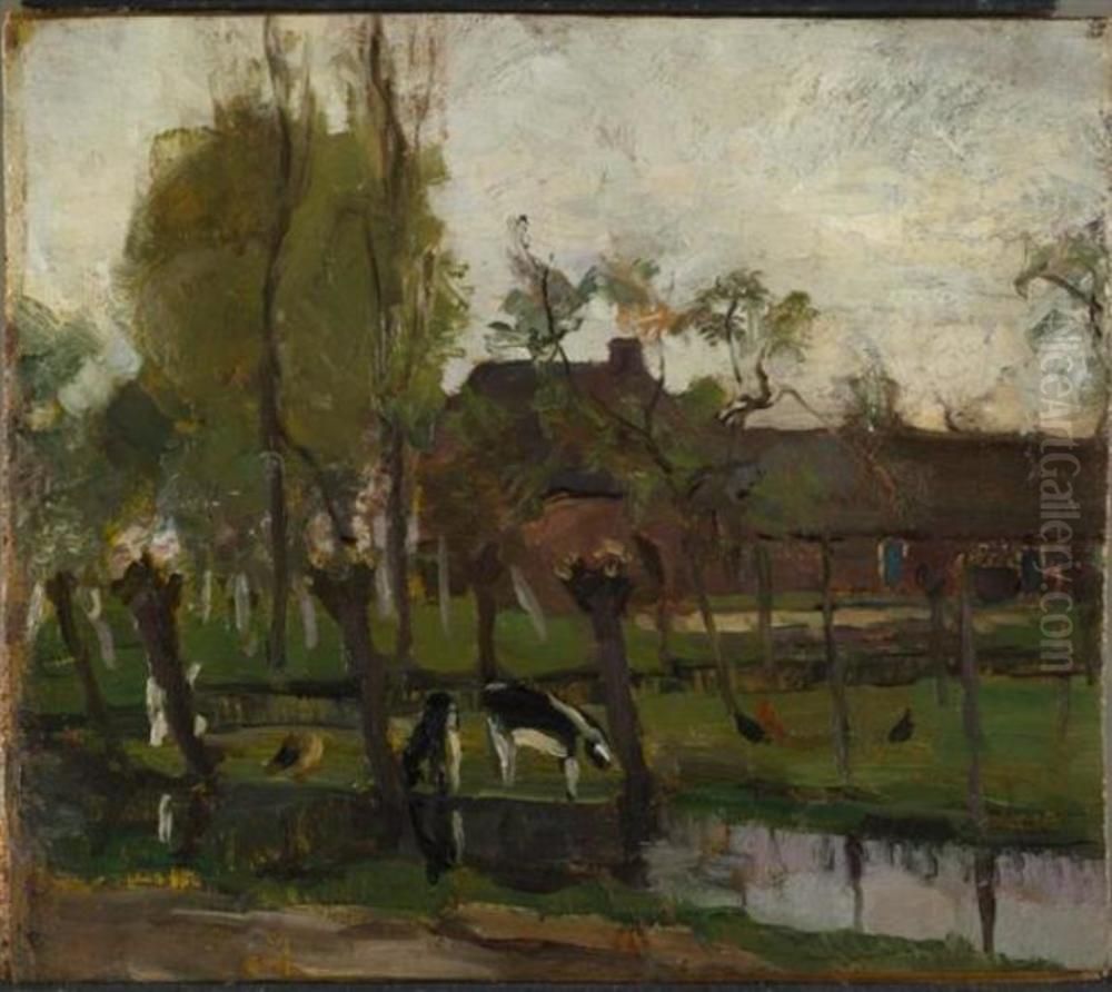 Boerderij met wilgen aan het Gein Oil Painting by Piet Mondrian