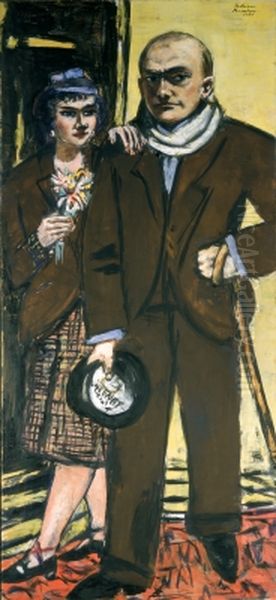 Doppelportrait von Quappi und mir Oil Painting by Max Beckmann
