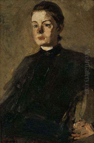 Portrait of the translator Kitty van Vloten Oil Painting by George Hendrik Breitner
