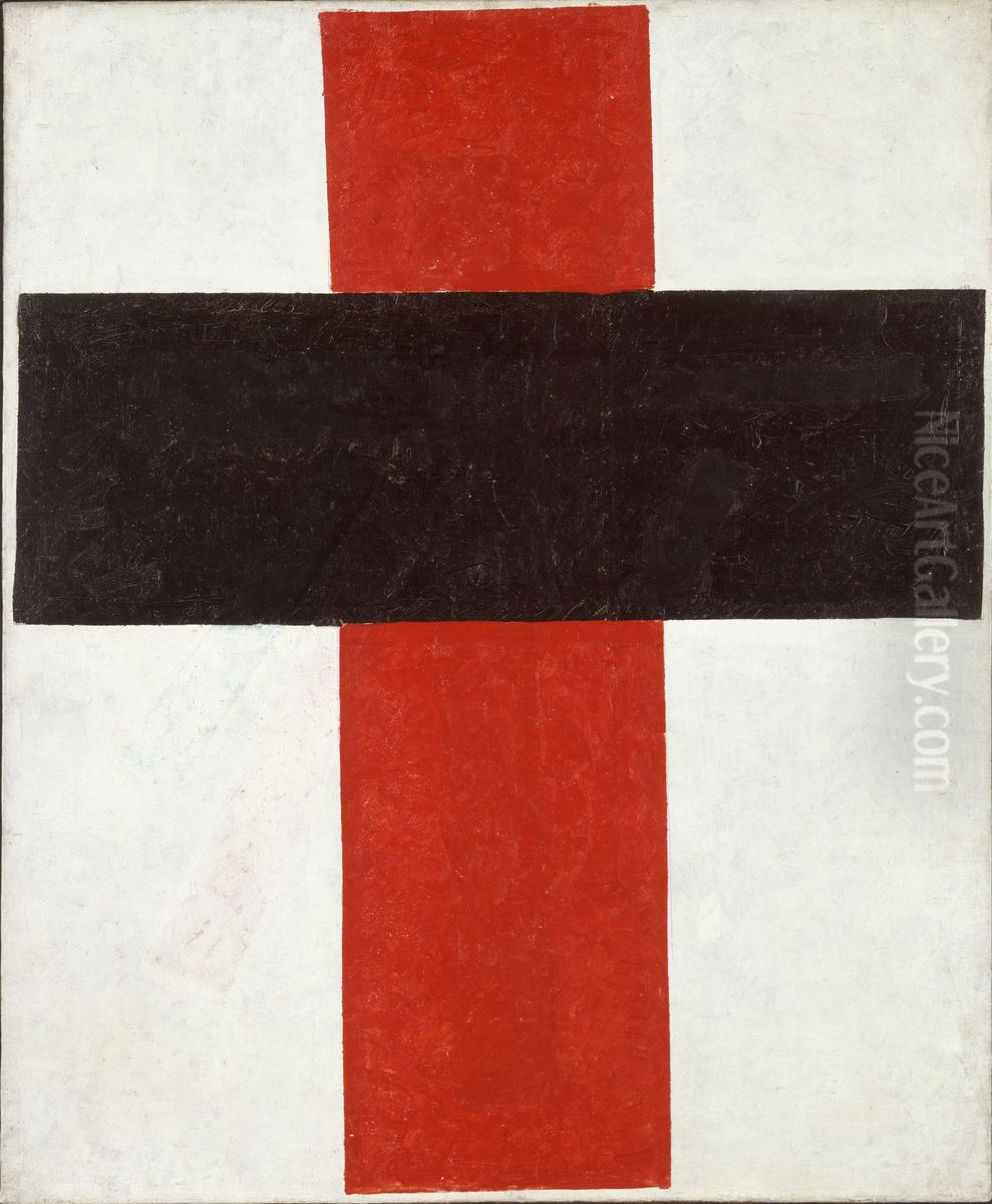 Hieratic Suprematist Cross Oil Painting by Kasimir Sevrinovitch Malevich