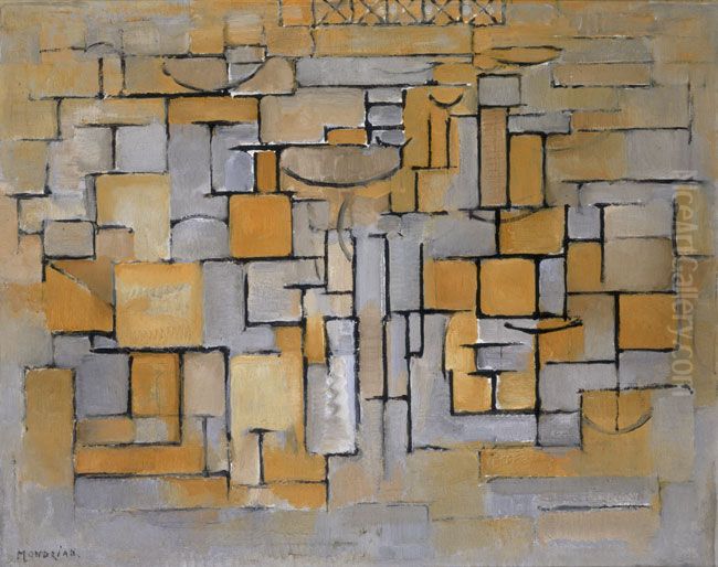 Schilderij no. II / Compositie no. XV / Compositie 4 Oil Painting by Piet Mondrian