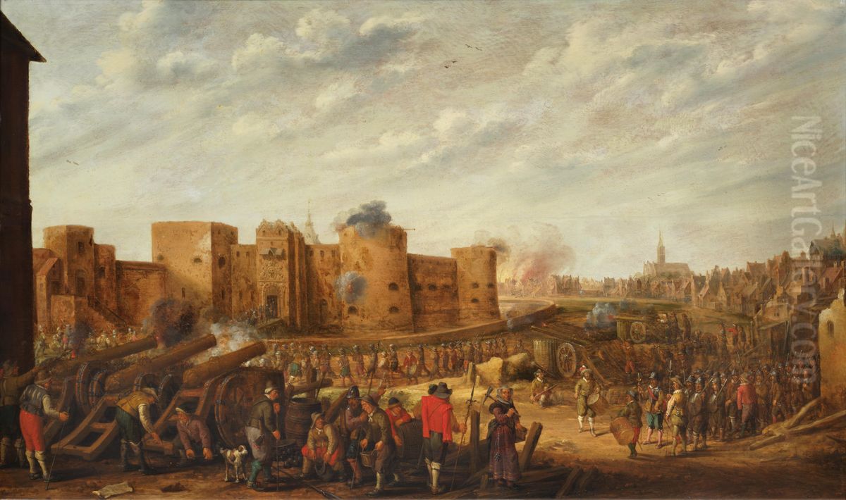 The siege of the castle Vredenburg in Utrecht in 1577 Oil Painting by Joost Cornelisz Droochsloot