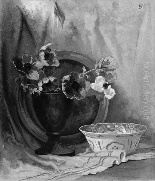 Still Life with Anenomes Oil Painting by Gerrit van Dokkum