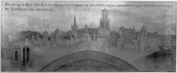 Gezicht op de stad Utrecht uit het noordwesten Oil Painting by Antoon Derkinderen