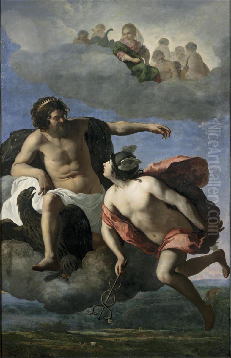 Jupiter orders Mercury to kill Argus Oil Painting by Jan Gerritsz van Bronckhorst