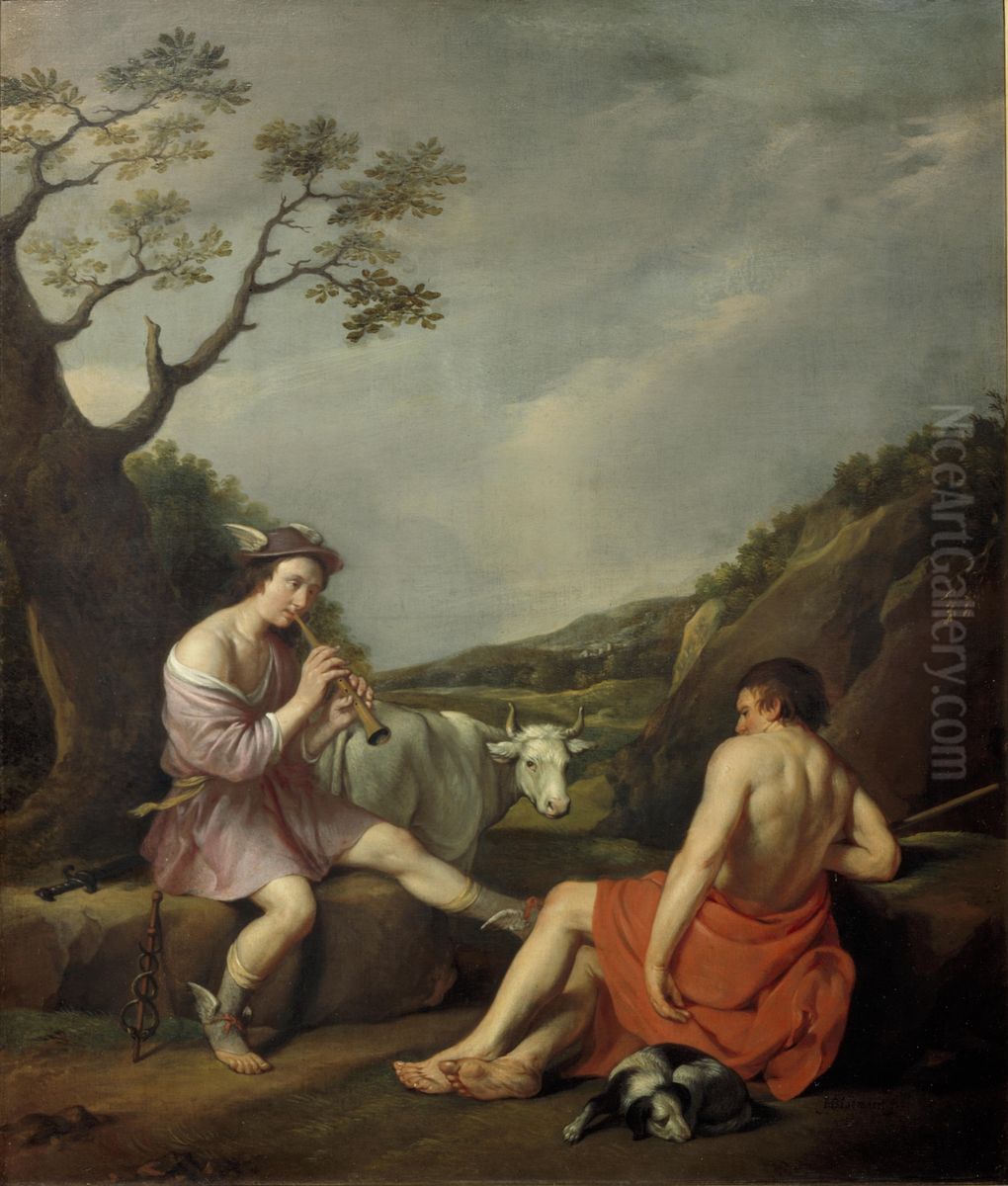 Mercury lulls Argus into sleep by making music Oil Painting by Hendrick Bloemaert Mercury lulls Argus into sleep by making music Oil Painting by Hendrick Bloemaert