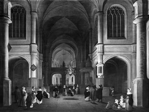 Interior of a church Oil Painting by Daniel de Blieck