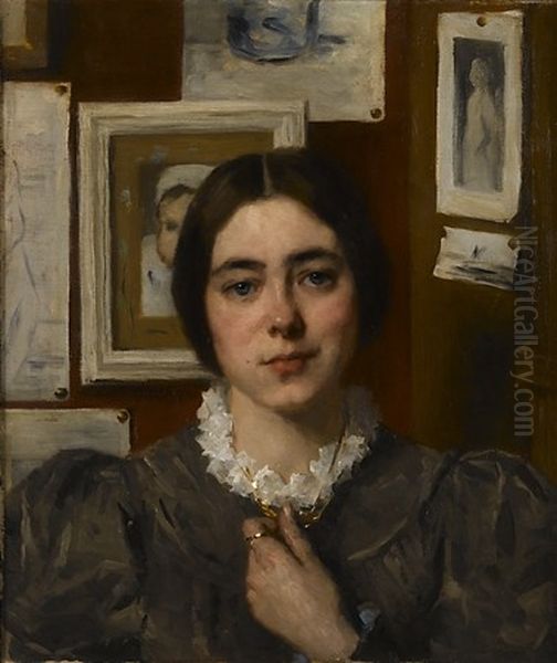 Portrait of Lizzie Ansingh Oil Painting by Therese Schwartze