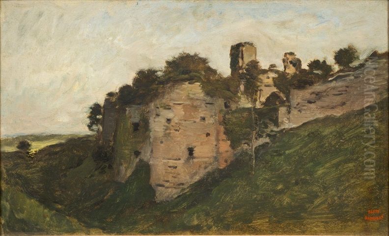 Ruine du chateau Gaillard Oil Painting by Charles-Francois Daubigny