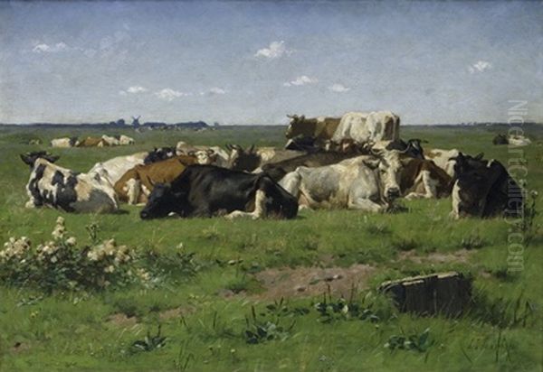 Koeien Oil Painting by Jan Voerman