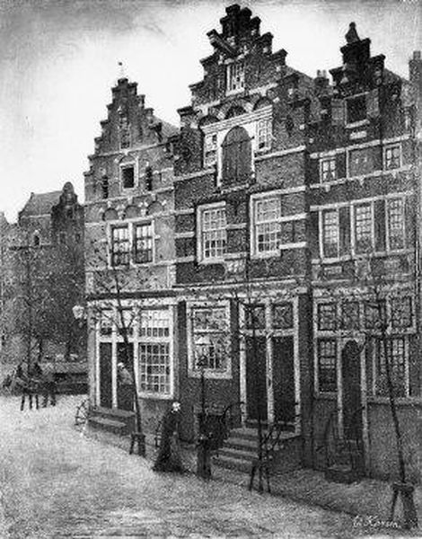 Oude huizen in Amsterdam Oil Painting by Eduard Karsen