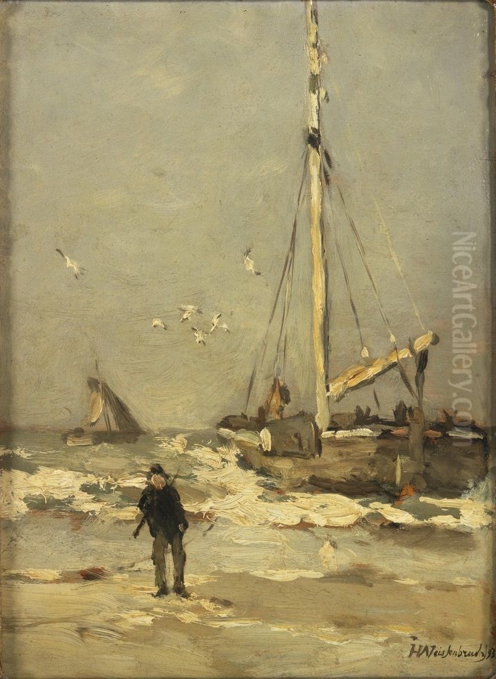 Bom voor de kust Oil Painting by Johan Hendrik Weissenbruch