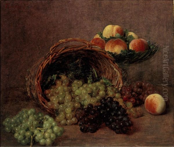 Still Life with Grapes and Peaches Oil Painting by Henri Fantin-Latour