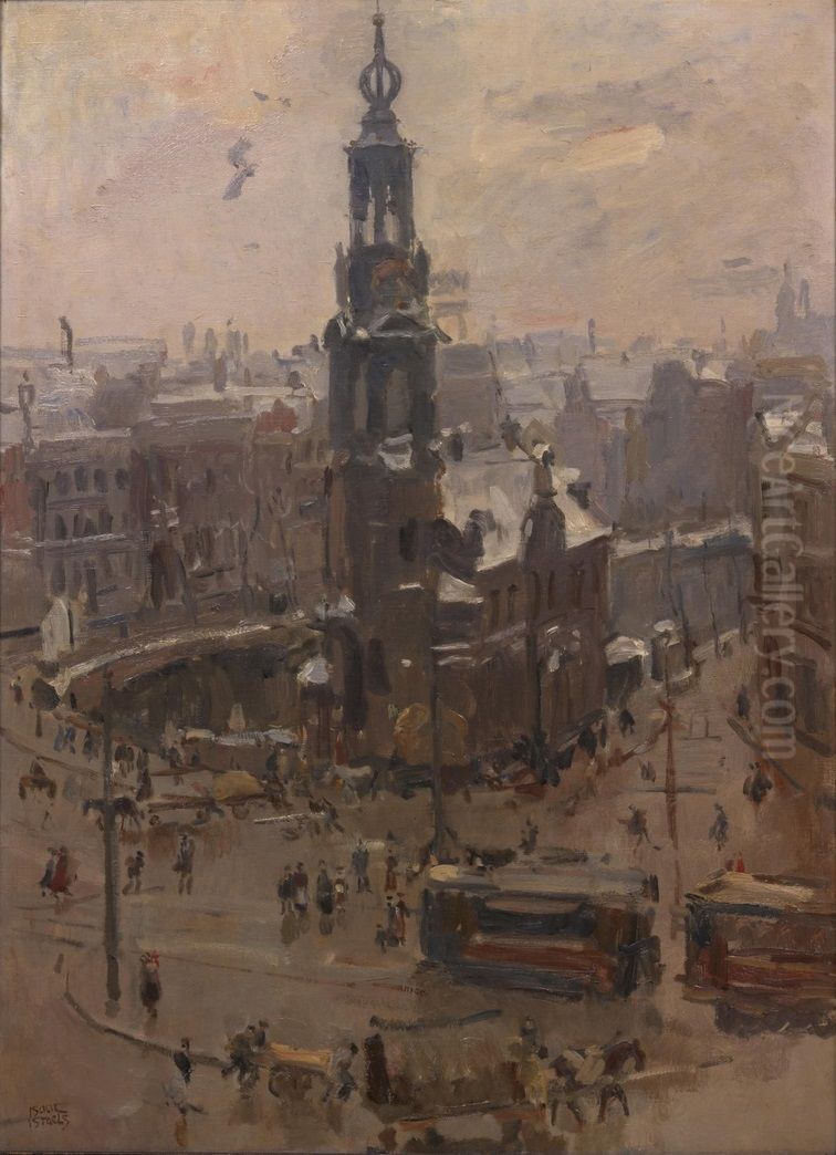 The Munt in Amsterdam in winter Oil Painting by Isaac Lazarus Israels