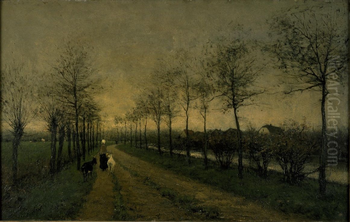 Tegen den avond Oil Painting by Willem Maris