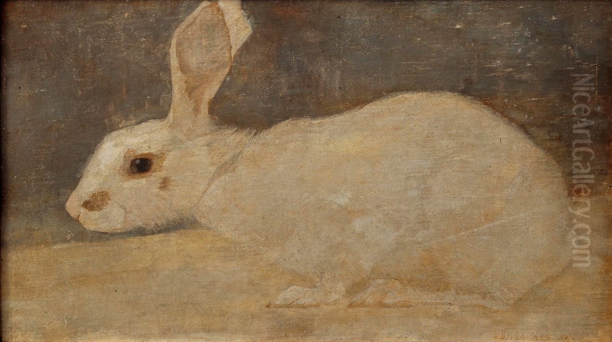 White rabbit Oil Painting by Jan Mankes