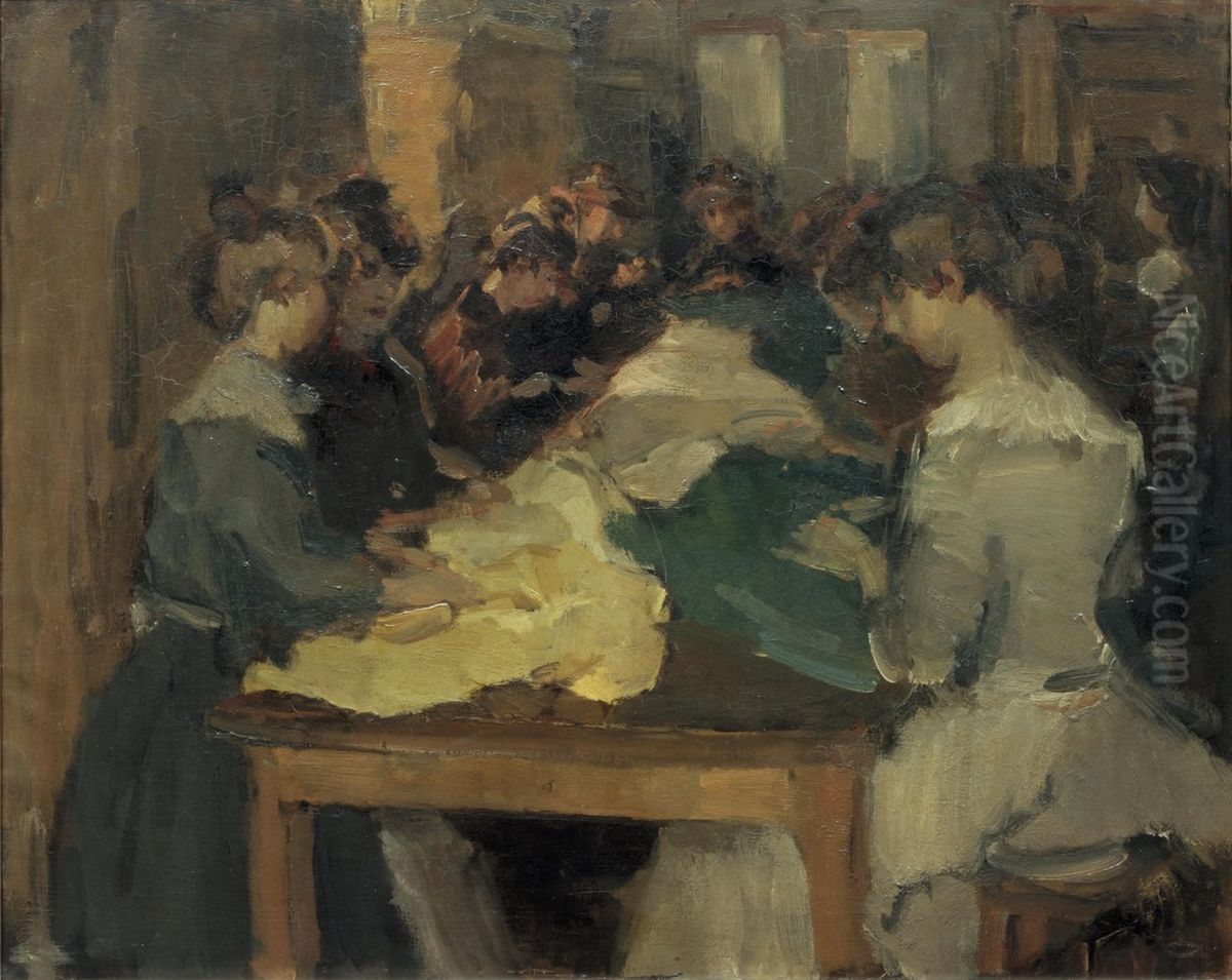 Naaischool Oil Painting by Isaac Lazarus Israels