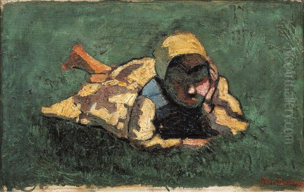 Dutch peasent girl Oil Painting by Theo van Doesburg