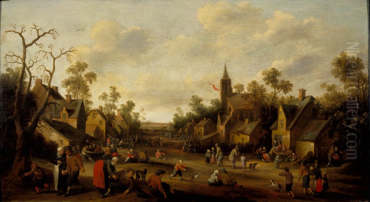 Village Fair Oil Painting by Joost Cornelisz Droochsloot