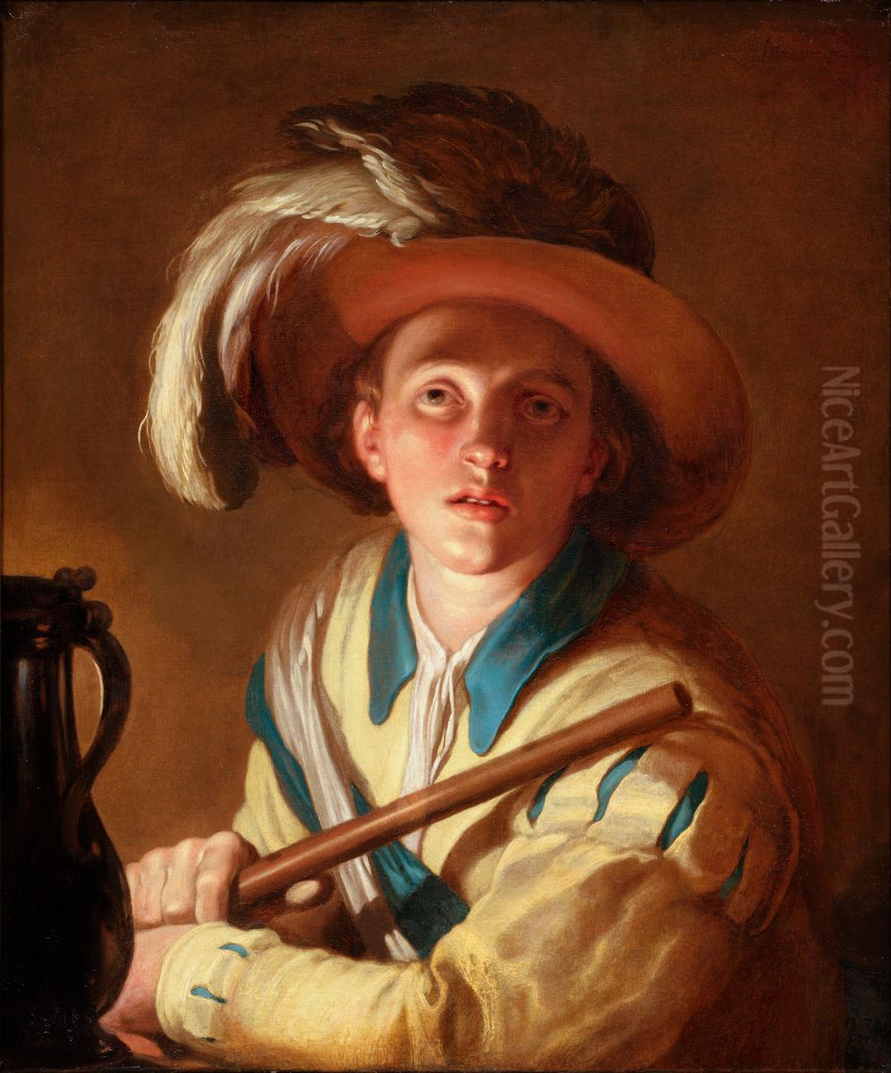 original title: De Fluitspeler) Oil Painting by Abraham Bloemaert