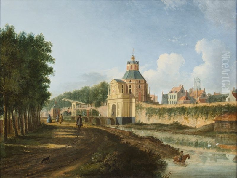 De Wittevrouwenpoort en de Wittevrouwensingel te Utrecht Oil Painting by Jan ten Compe