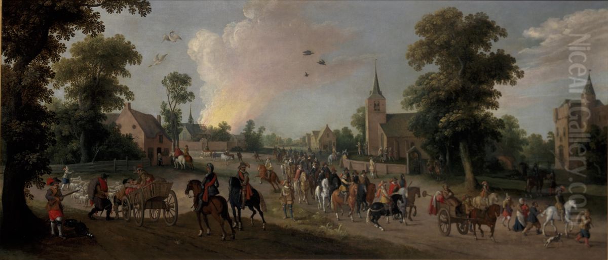 Plundering van een dorp Oil Painting by Joost Cornelisz Droochsloot