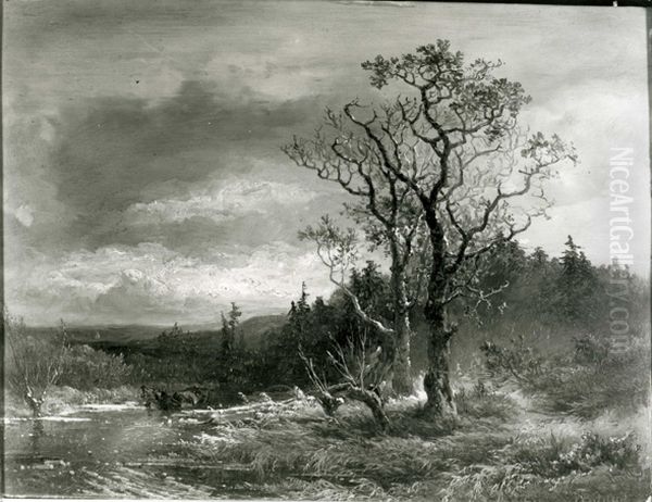 Winterlandschap Oil Painting by Johannes Warnardus Bilders