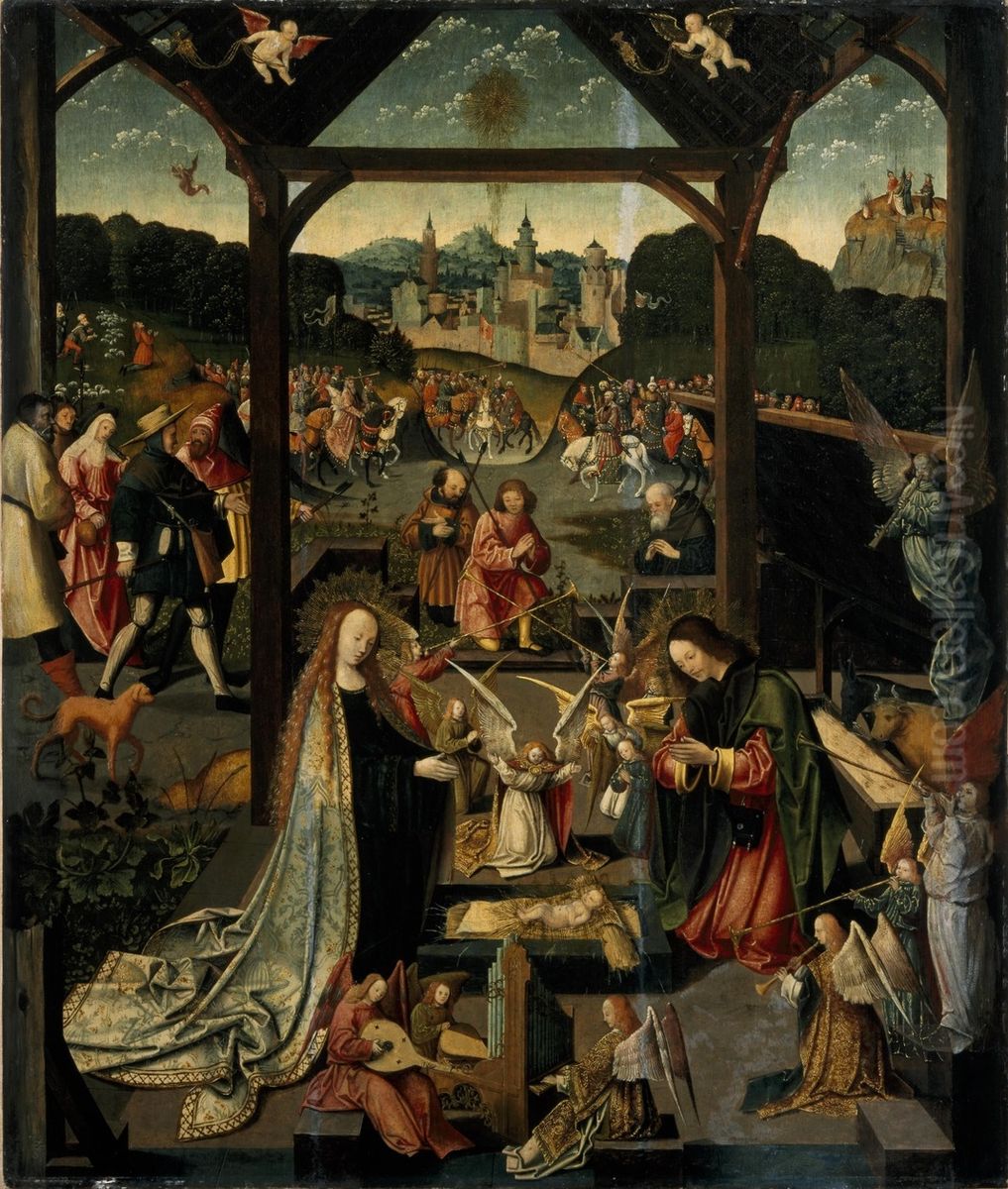 Aanbidding der herders Oil Painting by Jacob Cornelisz Van Oostsanen