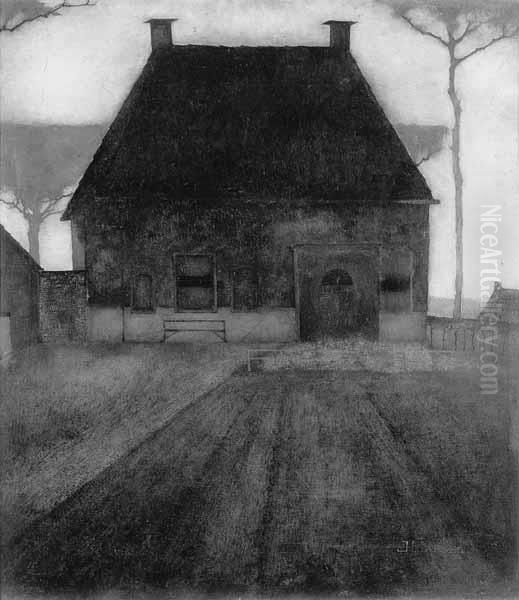 Maannacht (ouderlijk huis) Oil Painting by Jan Mankes