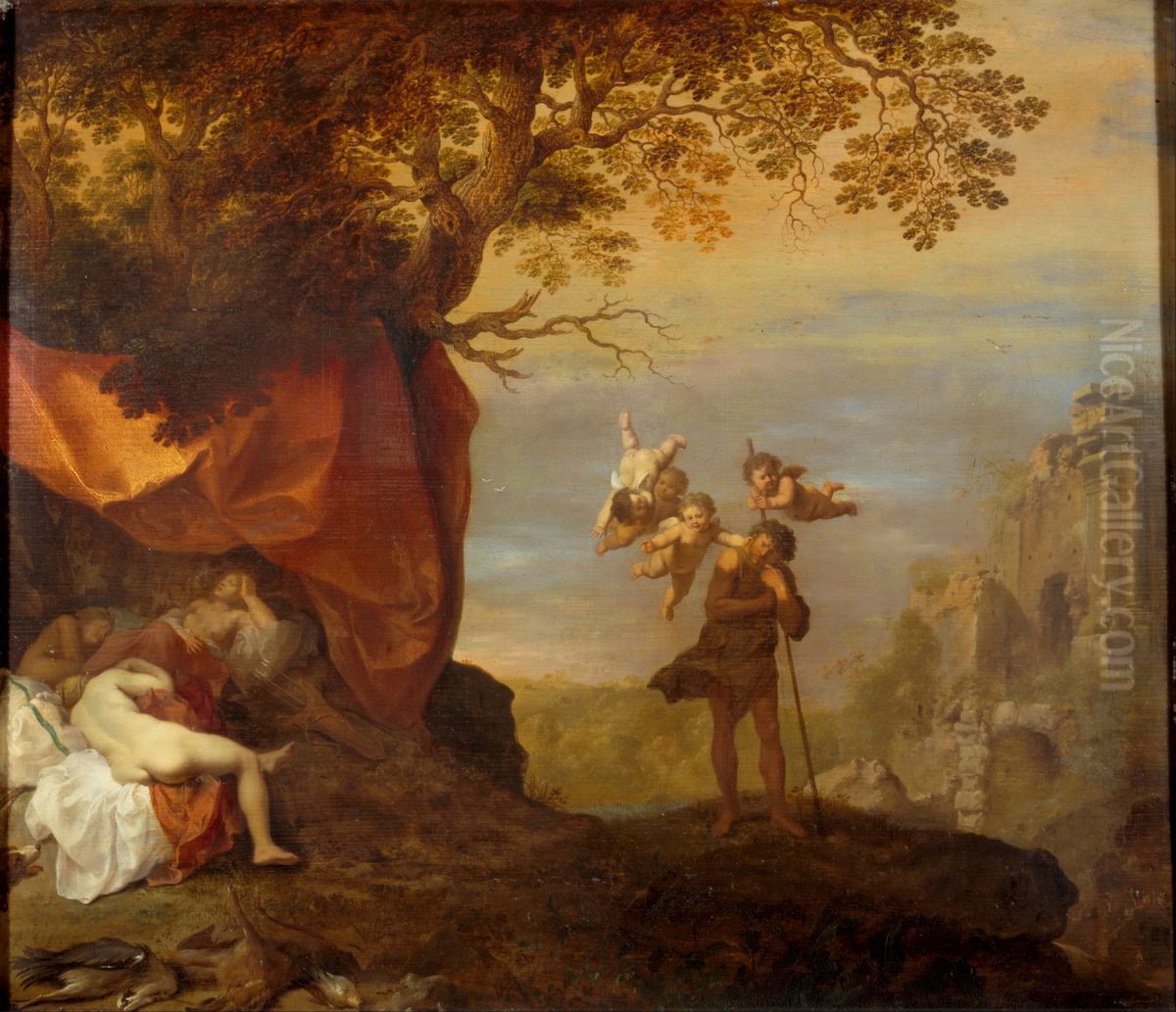 Cimon and Iphigenia Oil Painting by Cornelius van Poelenburgh