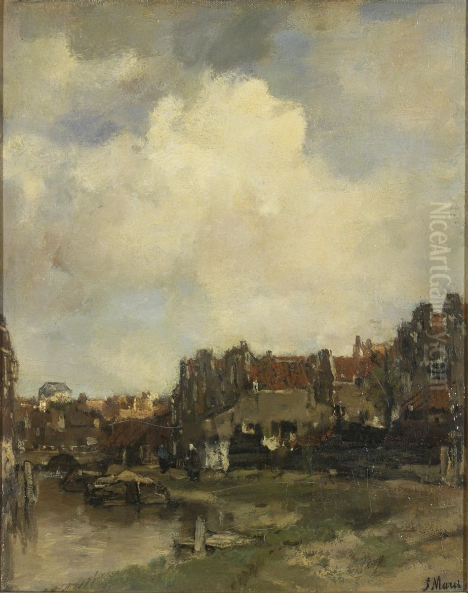 Stadsgezicht met een rivier Oil Painting by Jacob Maris