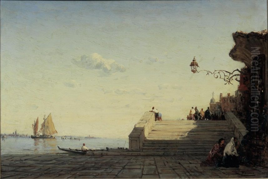 Een kade in Venetie Oil Painting by Felix Ziem