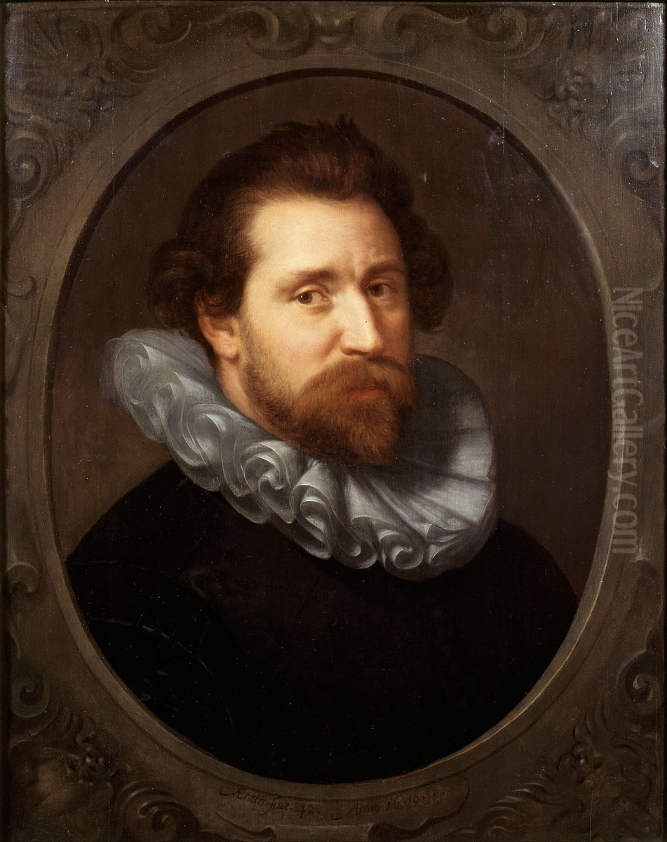 Portrait of Abraham Bloemaert (1566-1651) Oil Painting by Paulus Moreelse