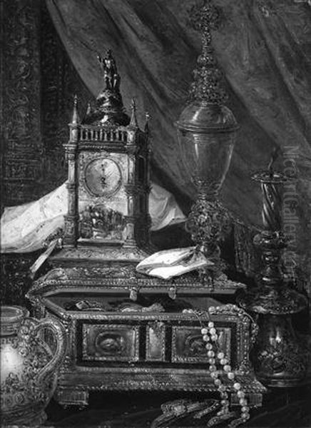 Still Life With Jewelry Box Oil Painting by George Gillis Haanen