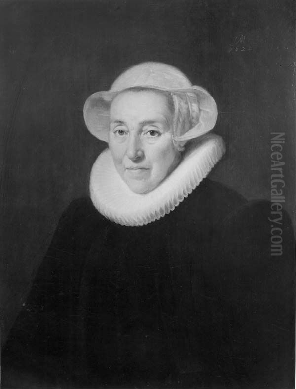 Portret van Margaretha van Dompselaar (1565/1566-1629), echtgenote van Jan van Mansvelt Oil Painting by Paulus Moreelse